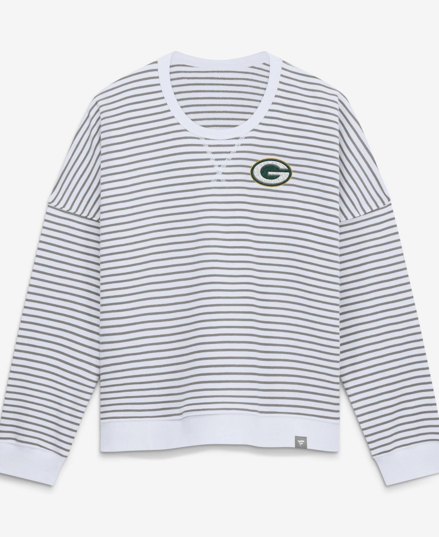Женский свитшот Fanatics White/Gray Green Bay Packers Striped Oversized French Terry — фото 1