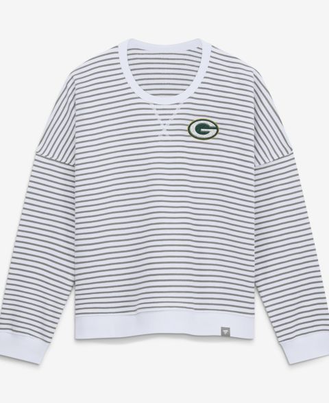 Женский свитшот Fanatics White/Gray Green Bay Packers Striped Oversized French Terry