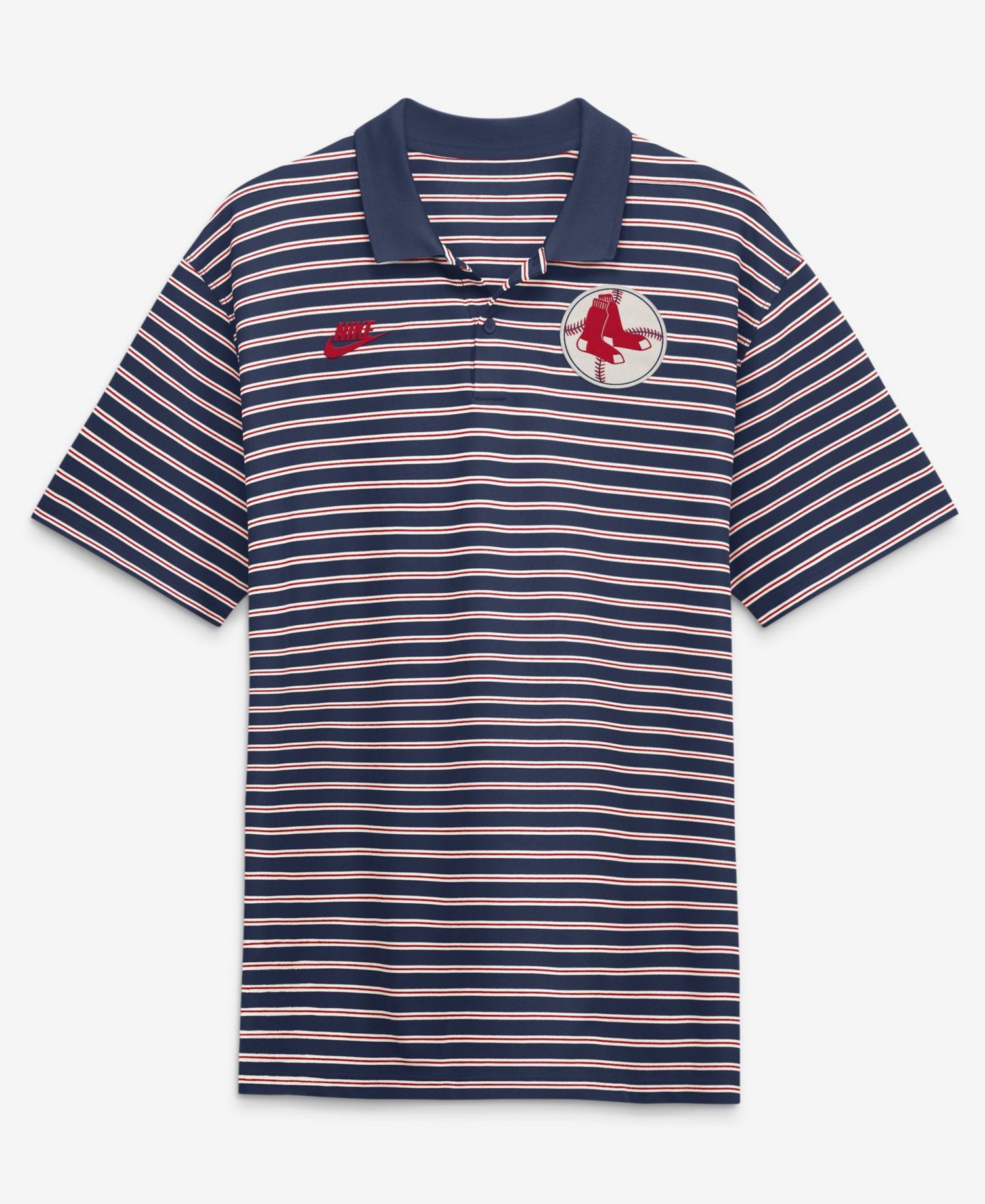 Men's Navy Boston Red Sox Cooperstown Collection Dri-FIT Victory Striped Polo Shirt