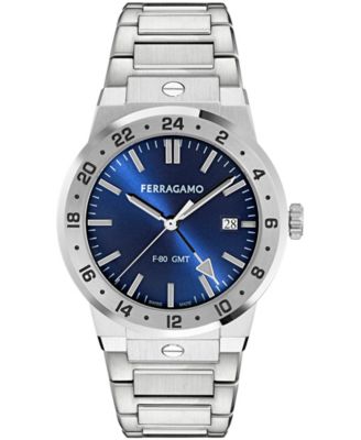 Men's Silver Stainless Steel Bracelet GMT Watch 41mm