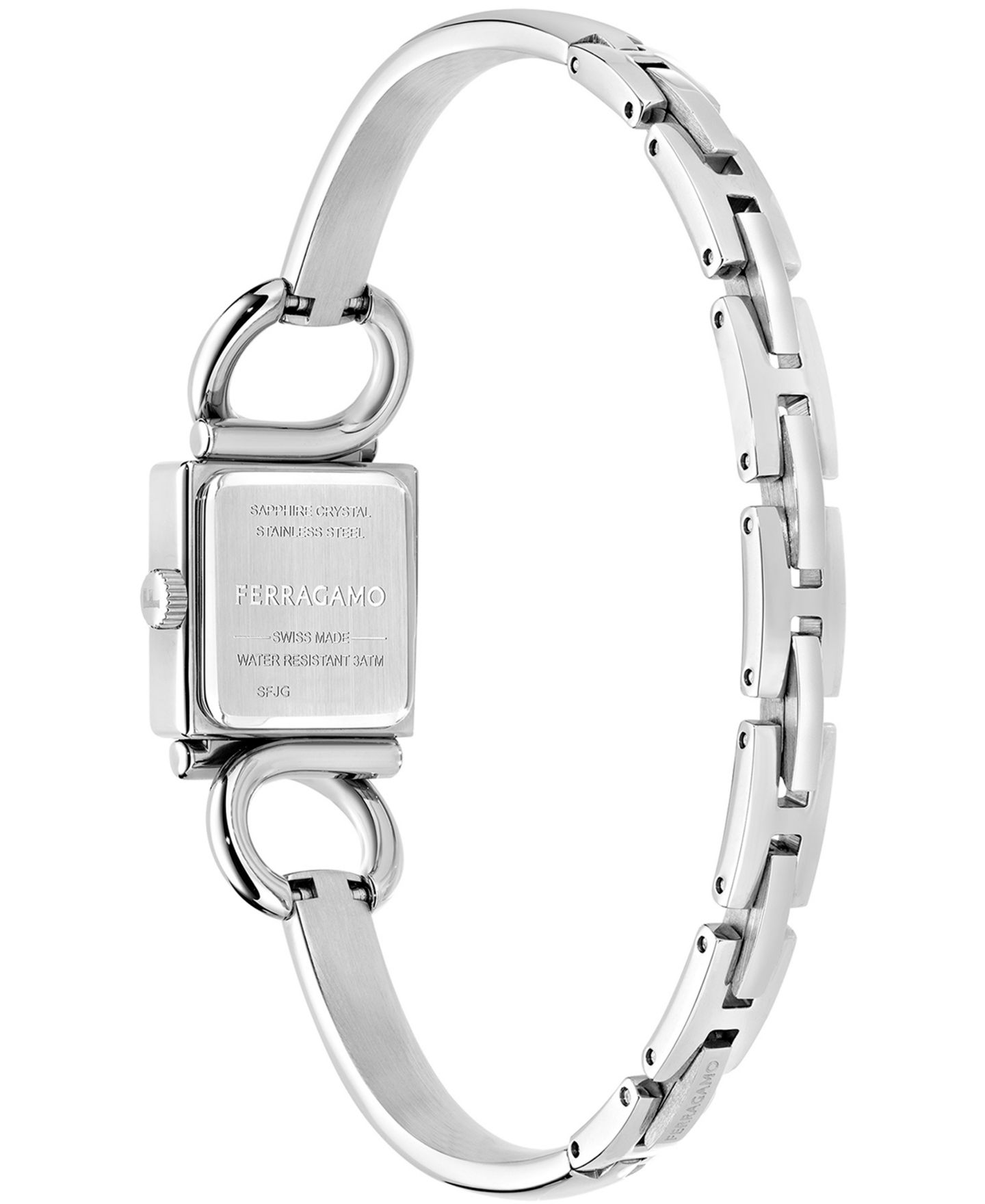 Женские часы Ferragamo Gancio Evo Bangle Watch 18X18MM Stainless Steel Case Black Enamel Dial Stainless Steel Bracelet — фото 3
