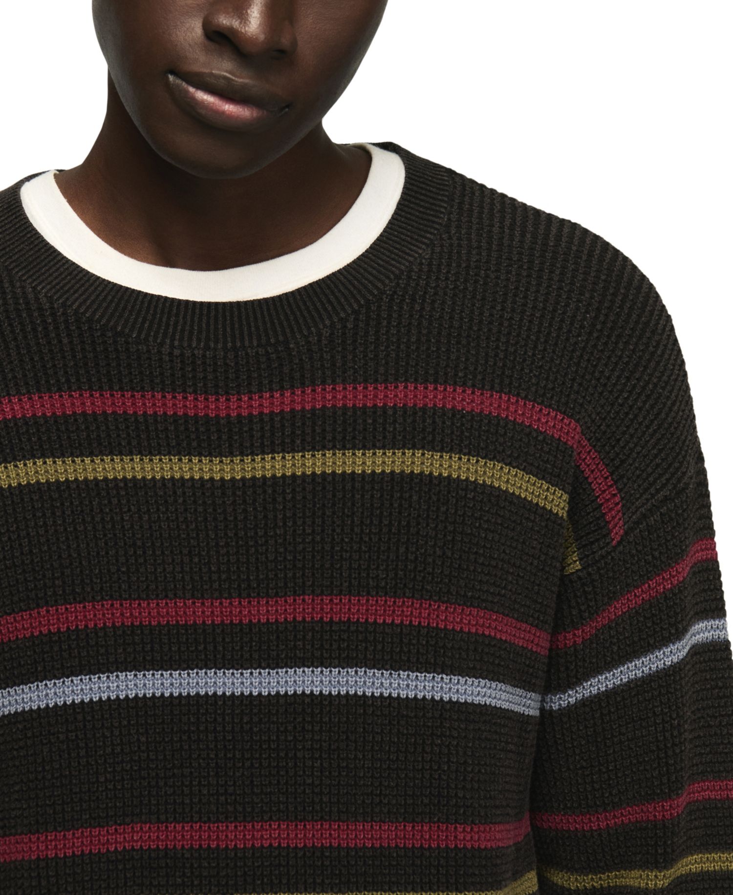 Men's Striped Waffle-Knit Crewneck Sweater