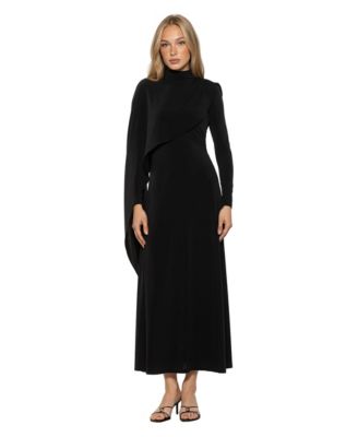 Women's Aziel Draped Cape Mock Neck Maxi Dress