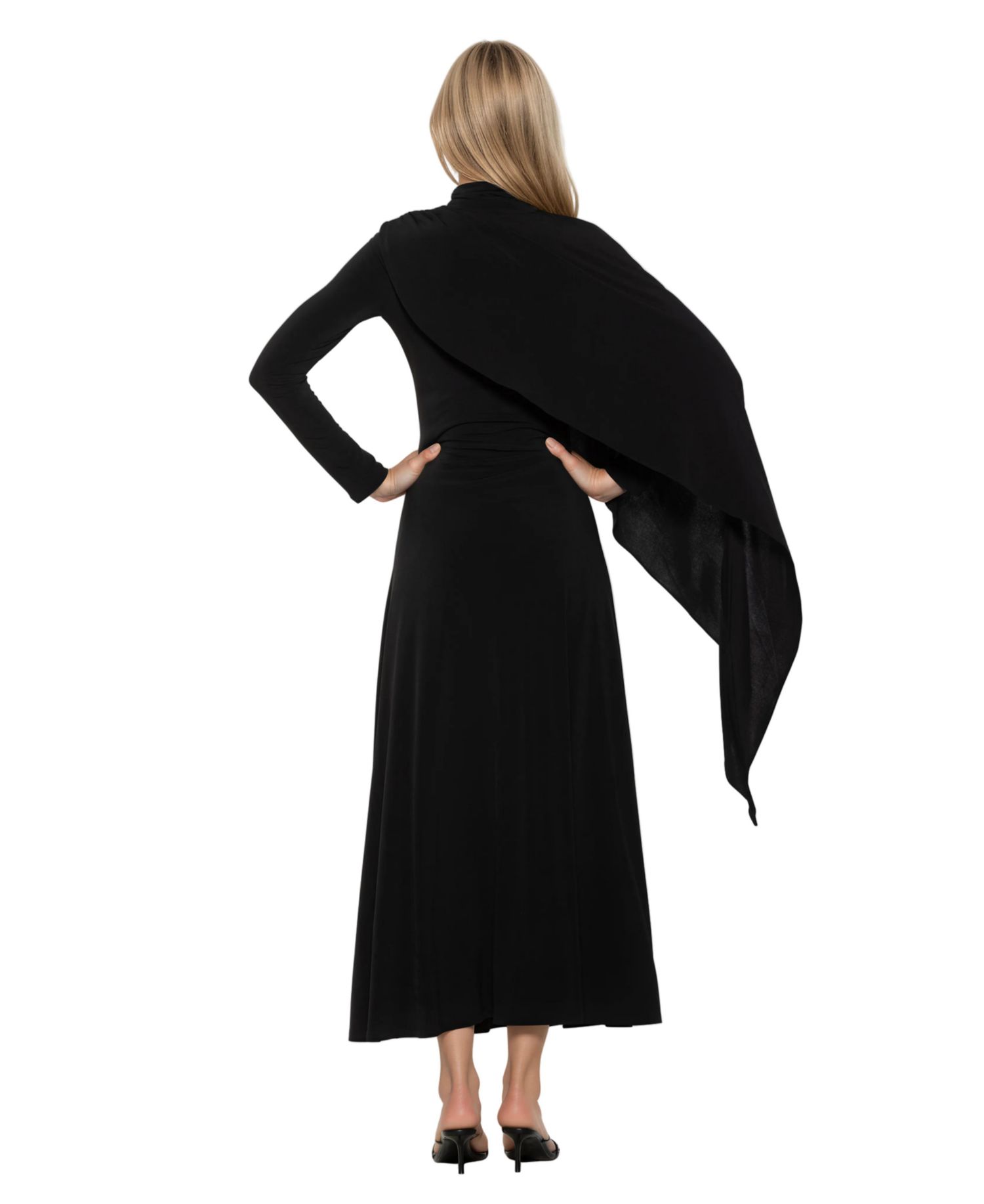 Women's Aziel Draped Cape Mock Neck Maxi Dress