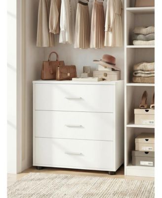 Wooden Storage Dresser with 3-Drawers, Nightstand with Food Pads