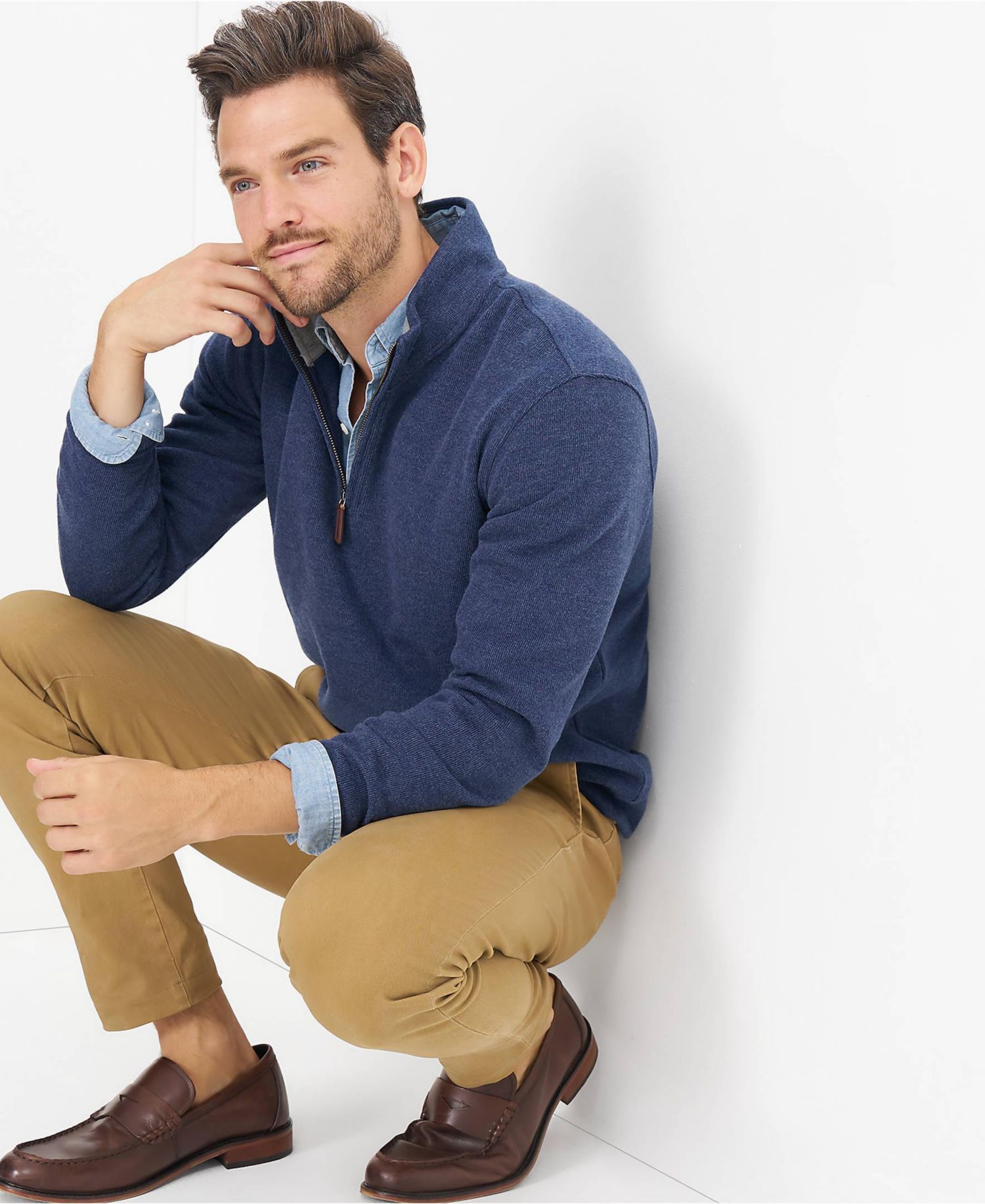 Men's Bedford Rib Quarter Zip Sweater