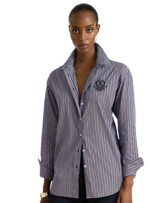 Petite Relaxed-Fit Striped Broadcloth Blouse