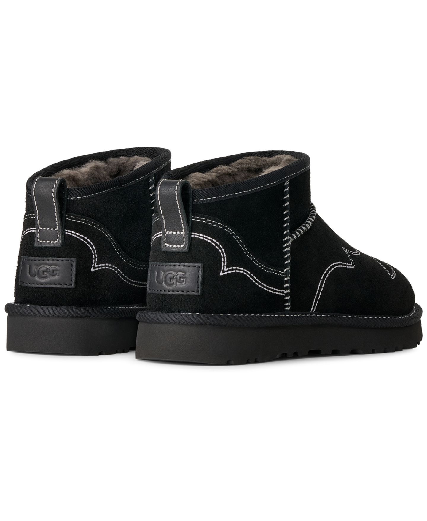 Женские ботинки UGG® Classic Ultra Mini Western Slip-On Booties, цвет: Чёрный — фото 6