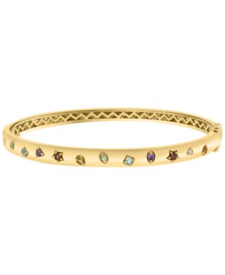 Multi-Gemstone (3/8 ct. t.w.) & Diamond Accent Bangle in 14k Yellow Gold Over Sterling Silver
