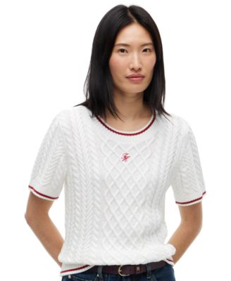 Women's Heritage Cable-Knit Short-Sleeve Sweater