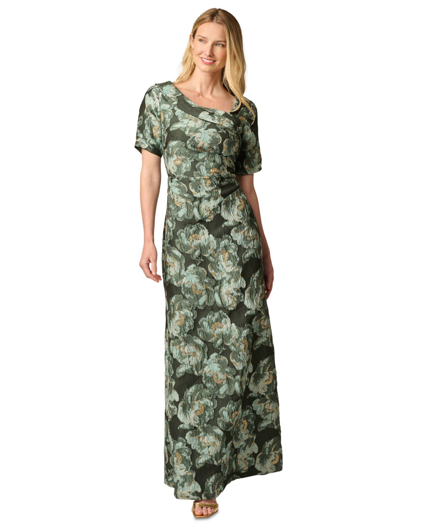 Petite Asymmetrical Floral Mermaid Gown