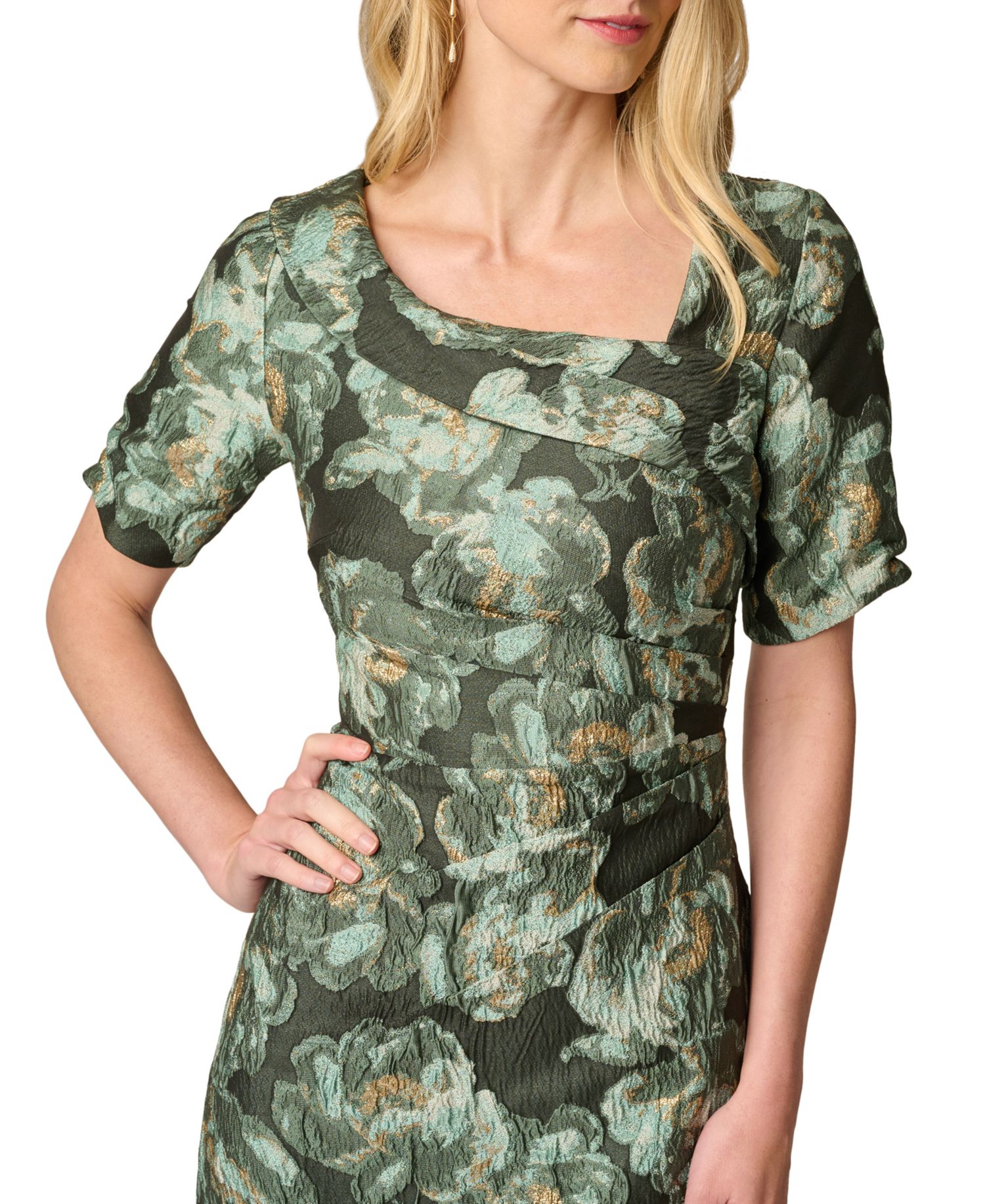 Petite Asymmetrical Floral Mermaid Gown