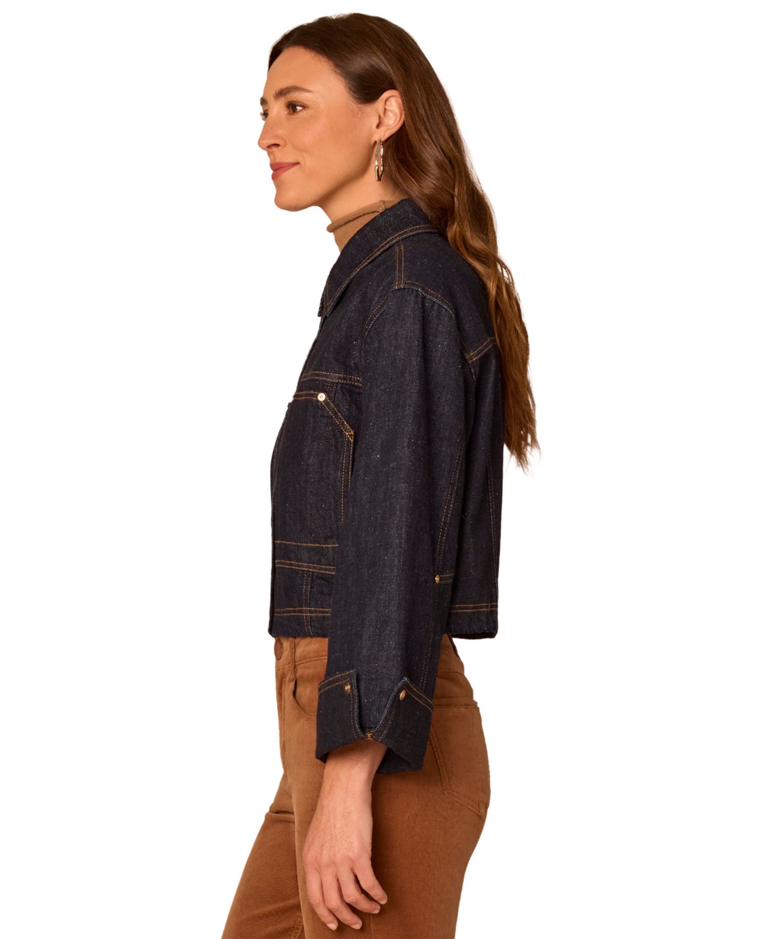 Women's Cropped Denim Bomber Jacket