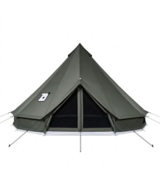 16.4 Feet Poly-Cotton Canvas Bell Tent with Stove Jack and Zipped Detachable Floor for 7