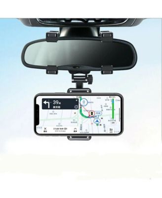 Universal 360 Rotatable Car Rear View Mirror Phone Holder, Adjustable ABS GPS Cell Phone Mount