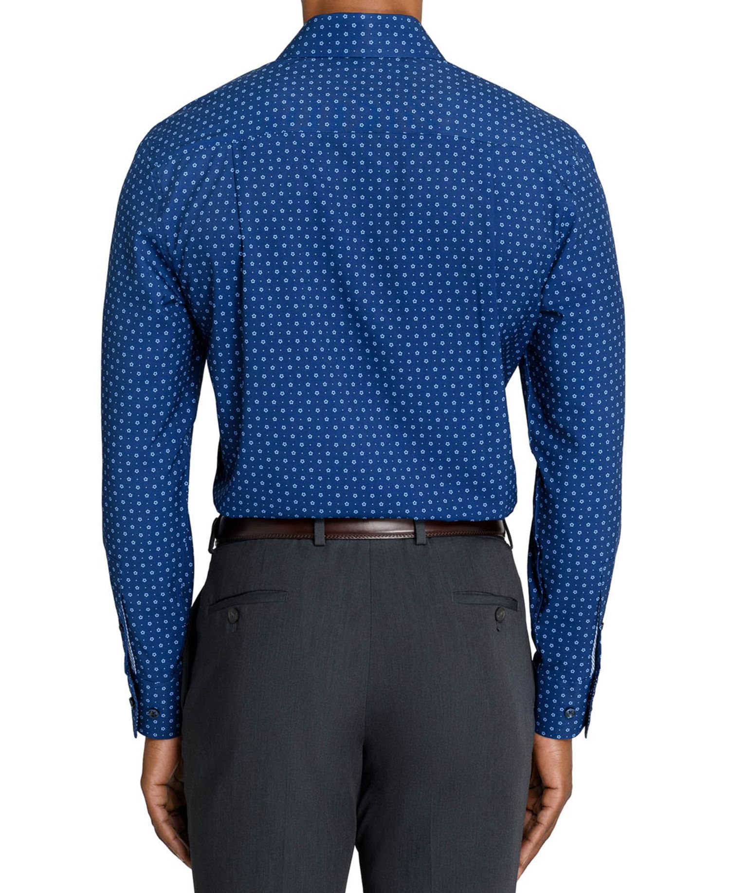 Men's Slim-Fit 4-Way Stretch Floral-Print Dress Shirt