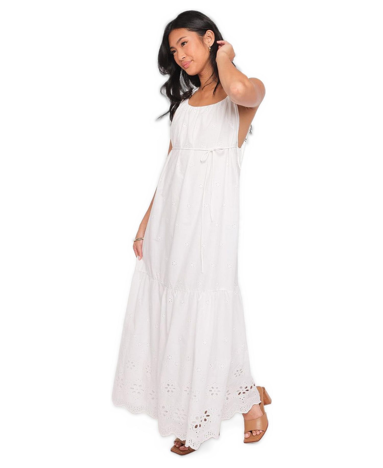 Women's Sharlice Eyelet Scoop Neck Sleeveless Maxi Dress