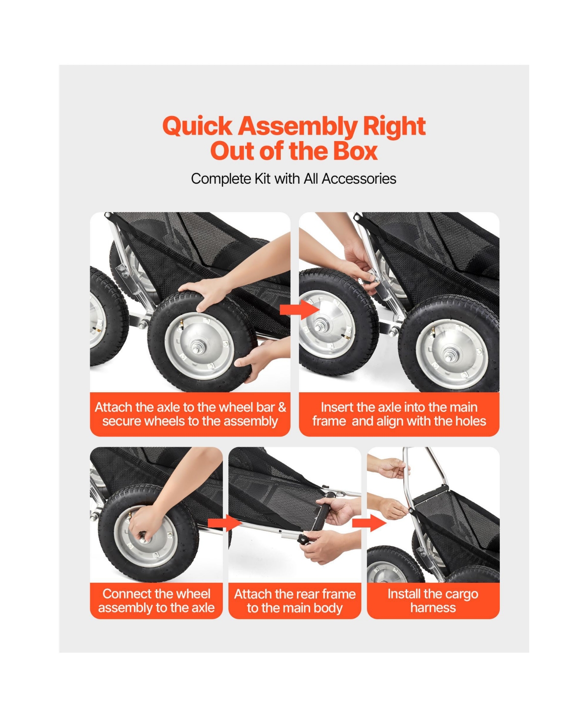 Sugift Folding All Terrain Game Cart with 14 Inch Shock Absorbing Tires and 500 Pound Capacity
