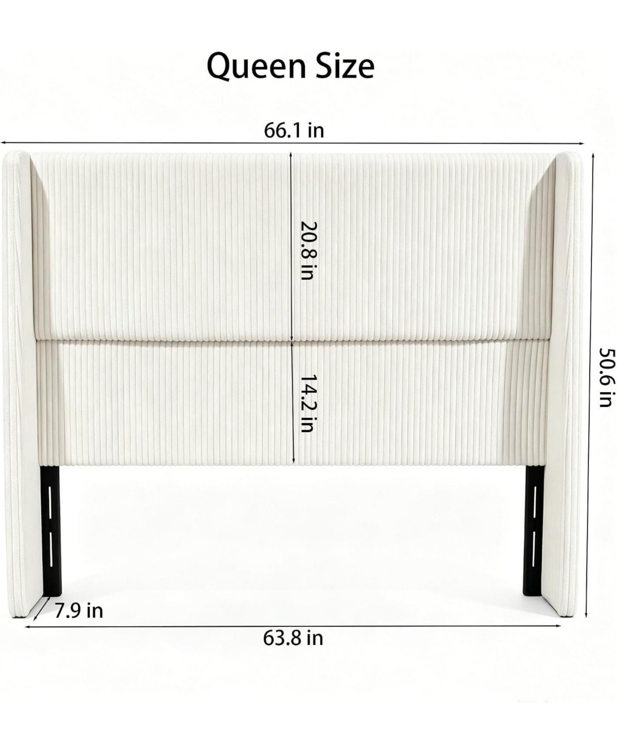 gaomon Queen Size Wingback Headboard 50.6" Tall Corduroy Upholstered with High-Density Padding, Sturdy Wood Frame, Easy Assembly