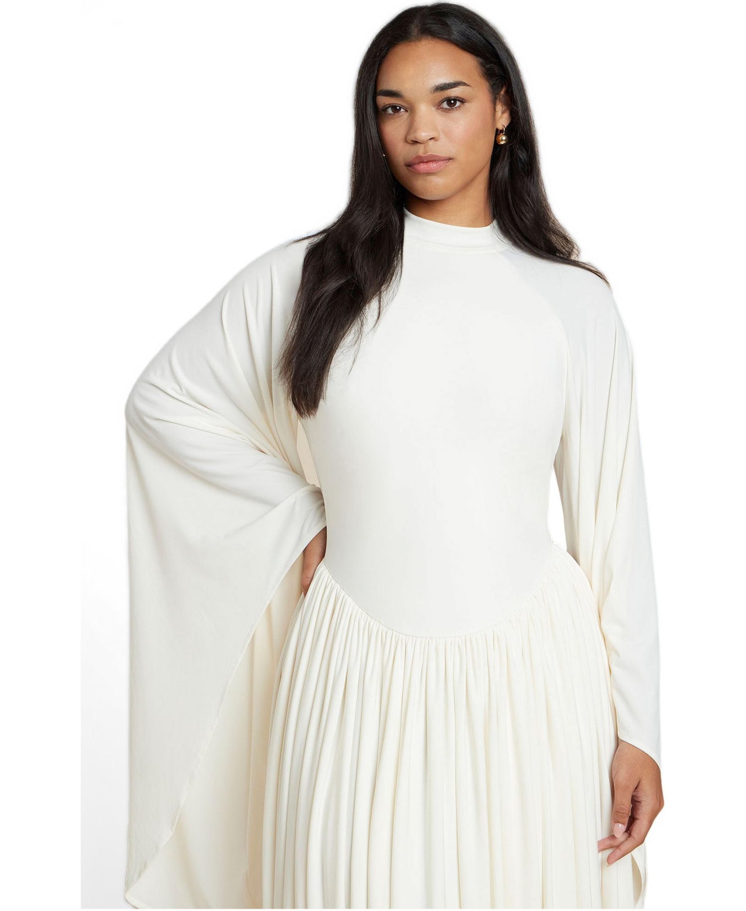 Plus Size Mock Neck Long-Sleeve Maxi Dress
