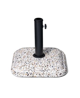 45lbs Patio Umbrella Base Square Cobblestone Concrete Stand Heavy Duty Market Umbrella Stand for Outdoor, Lawn, Deck, Poolside