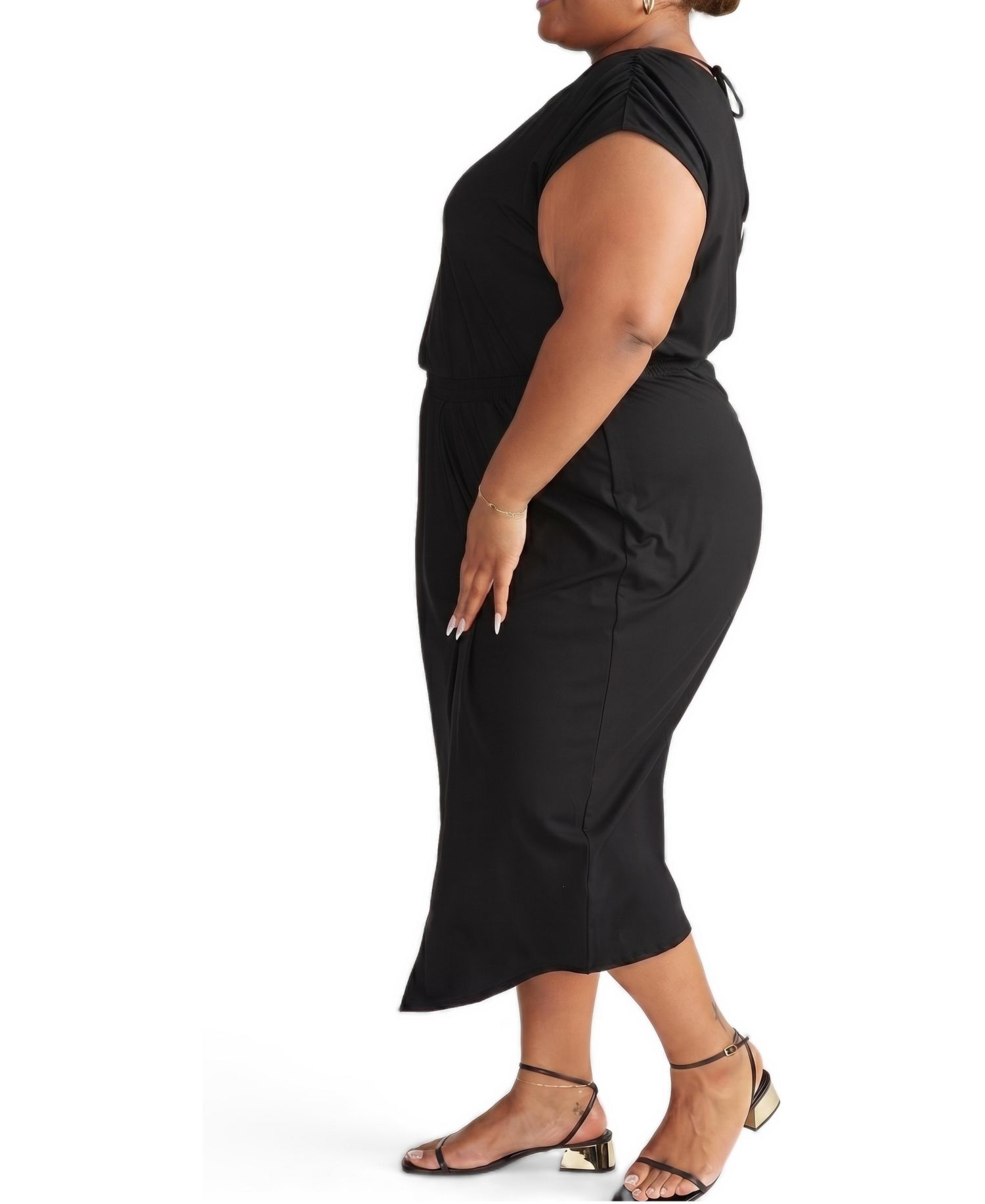 Plus Size Havana Divine Short-Sleeve Crewneck Midi Dress