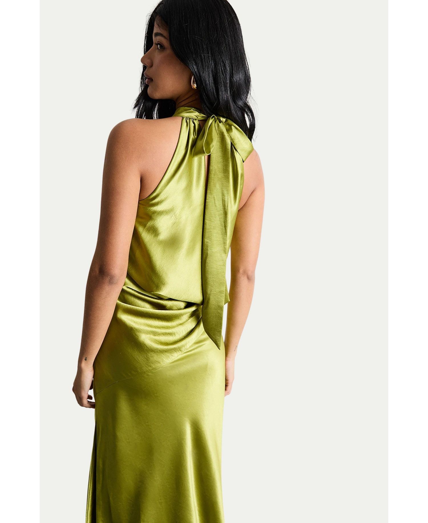 Women's Satin Cowl-Neck Maxi Dress
