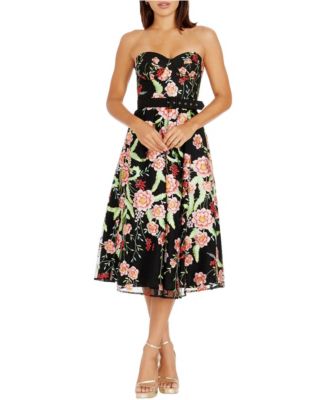 Women's Mabel Strapless Sweetheart Floral-Print Midi Dress