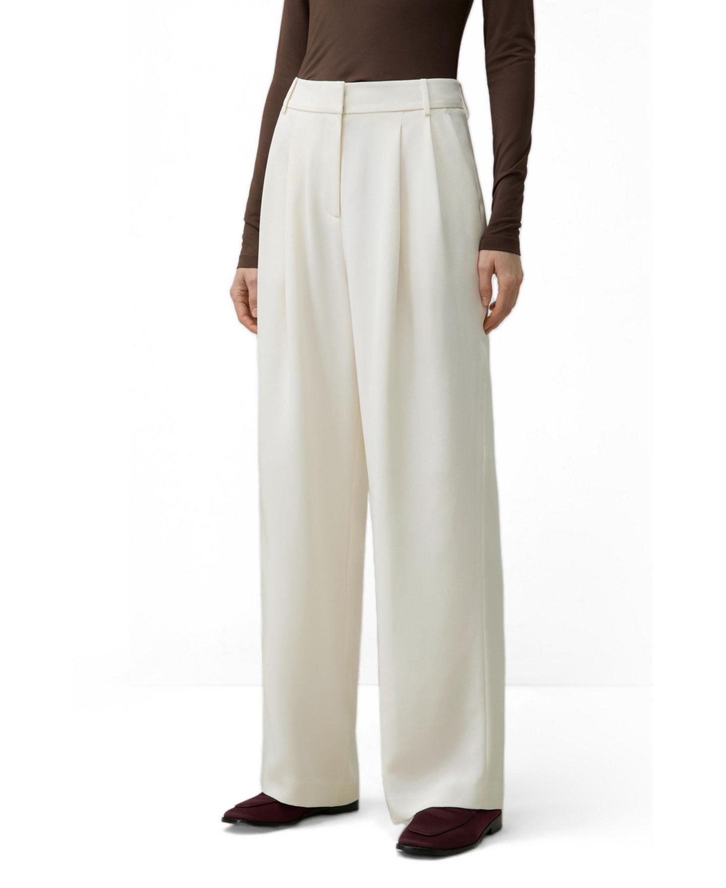 Женские брюки LILYSILK Silk Crepe Mid-Rise Straight-Leg, цвет: Натуральный белый — фото 2