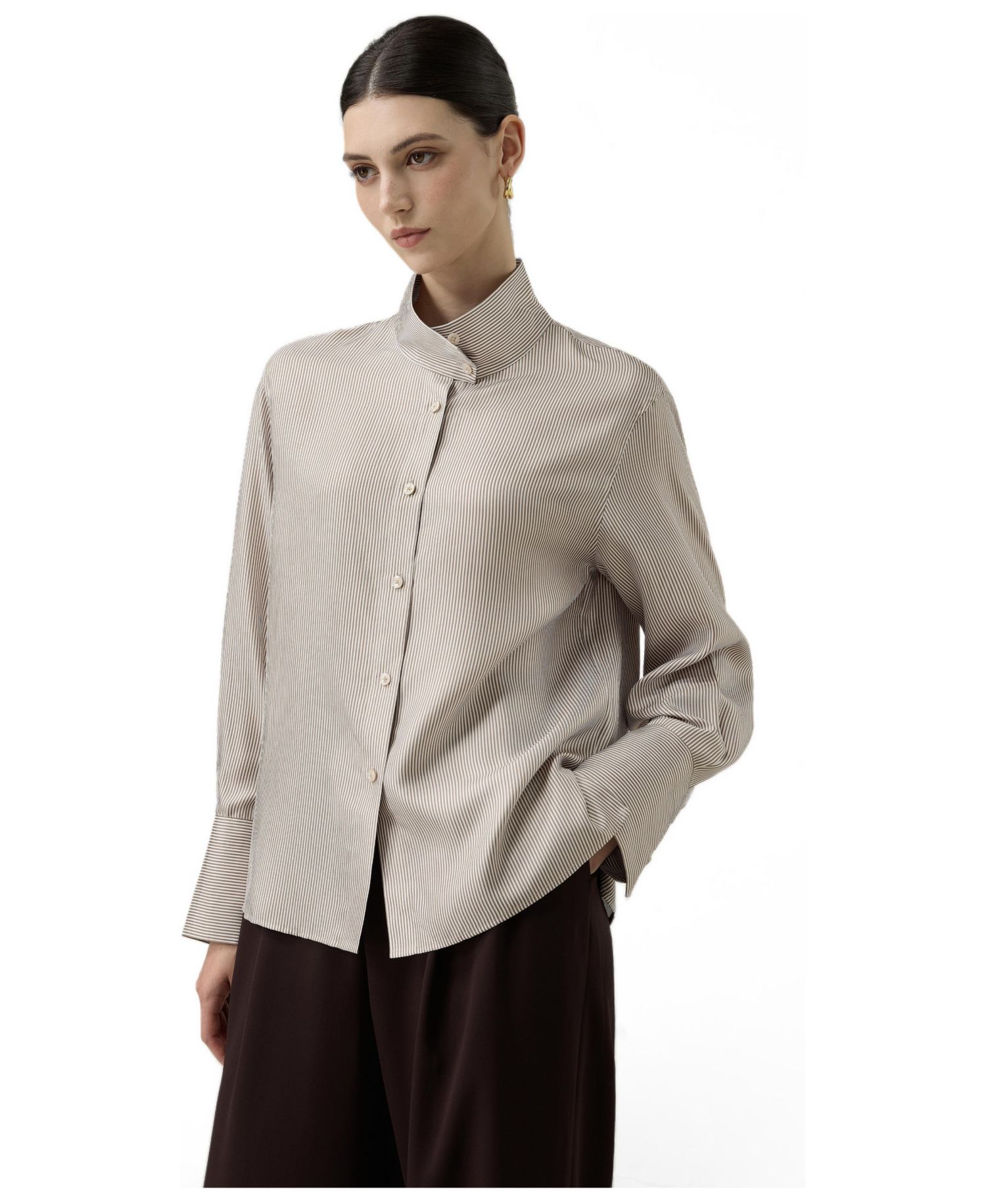 Women's Milano Silk Oversized Stand Collar Shirt