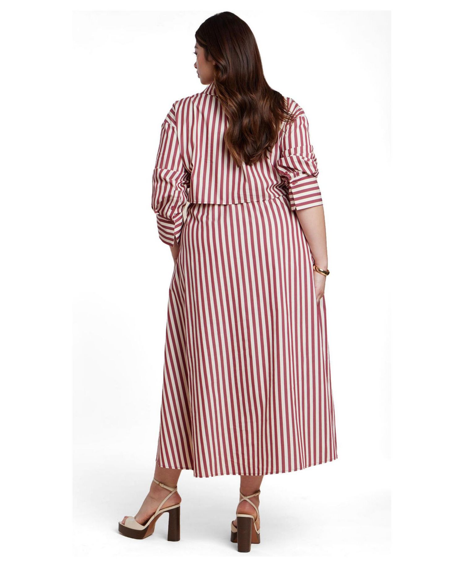 Women's Cinch Detail Poplin Midi Dress