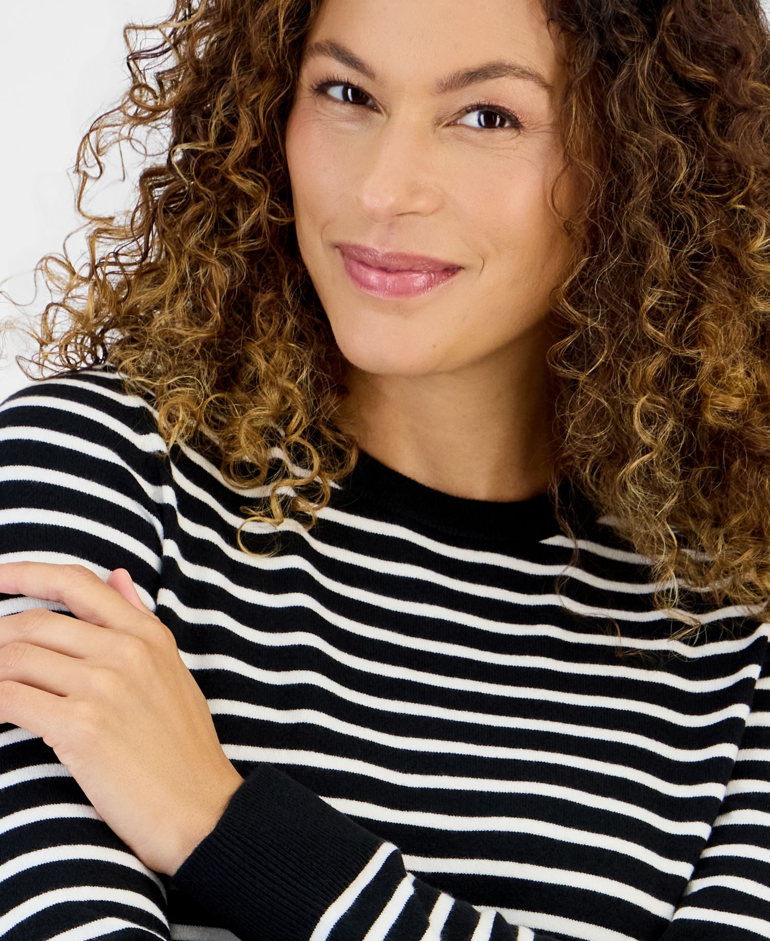 Petite Simple Stripe Crewneck Pullover Sweater