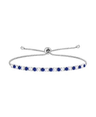 Lab-Grown Opal (7/8 ct. t.w.) & Lab-Grown White Sapphire (1-1/10 ct. t.w.) Bolo Bracelet in Sterling Silver (Also available in Lab-Grown Ruby, Emerald, Sapphire, and Pink Sapphire)