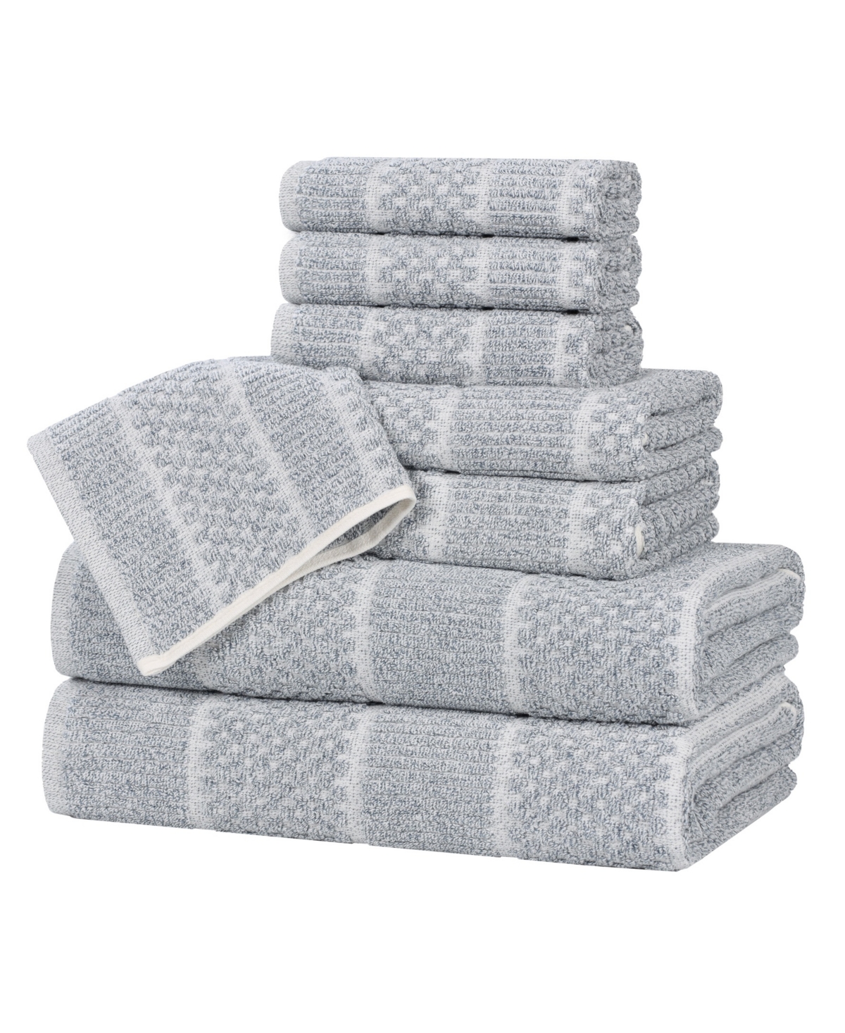 Superior Naples Cotton 8-piece Towel Set In Denim Blue