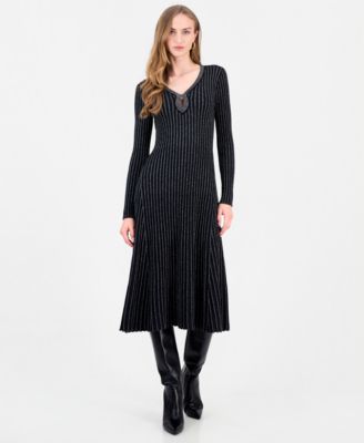 Women's Freya Lurex Ribbed V-Neck Dress