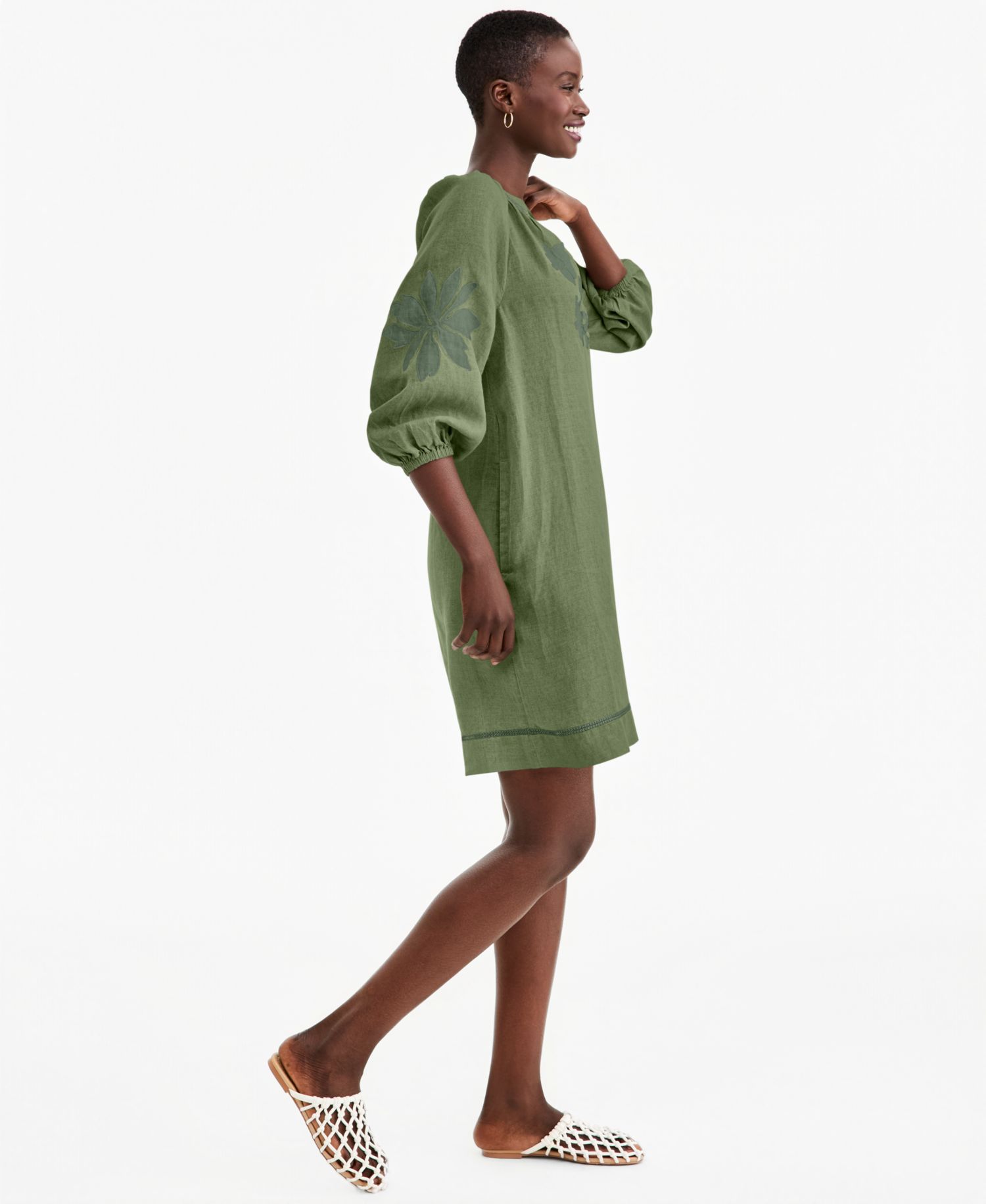 Women's Delave Linen Appliqu&eacute; Shift Dress