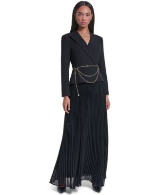 Women's Floor-Length Tuxedo-Inspired Gown