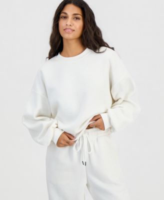 Juniors' Embellished Fleece Crewneck Sweatshirt