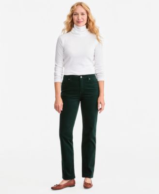 Women's Velveteen High-Waist Straight-Leg Pants