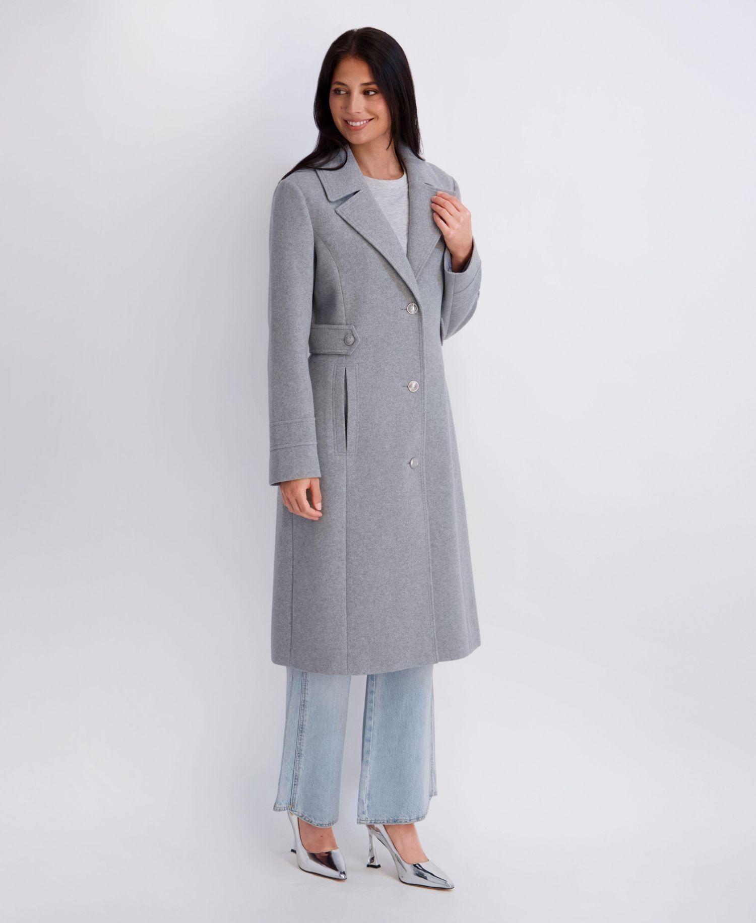 Women's Faux Wool Walker With Button Front
