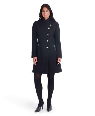 Women's Faux Wool Asymmetrical Stand Collar Pea Coat