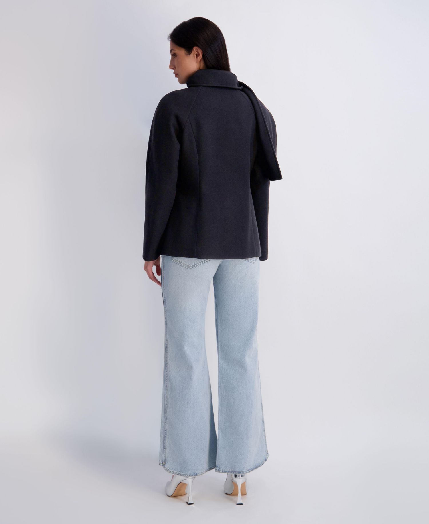 Women's Faux-Wool Funnel Neck Scarf Coat