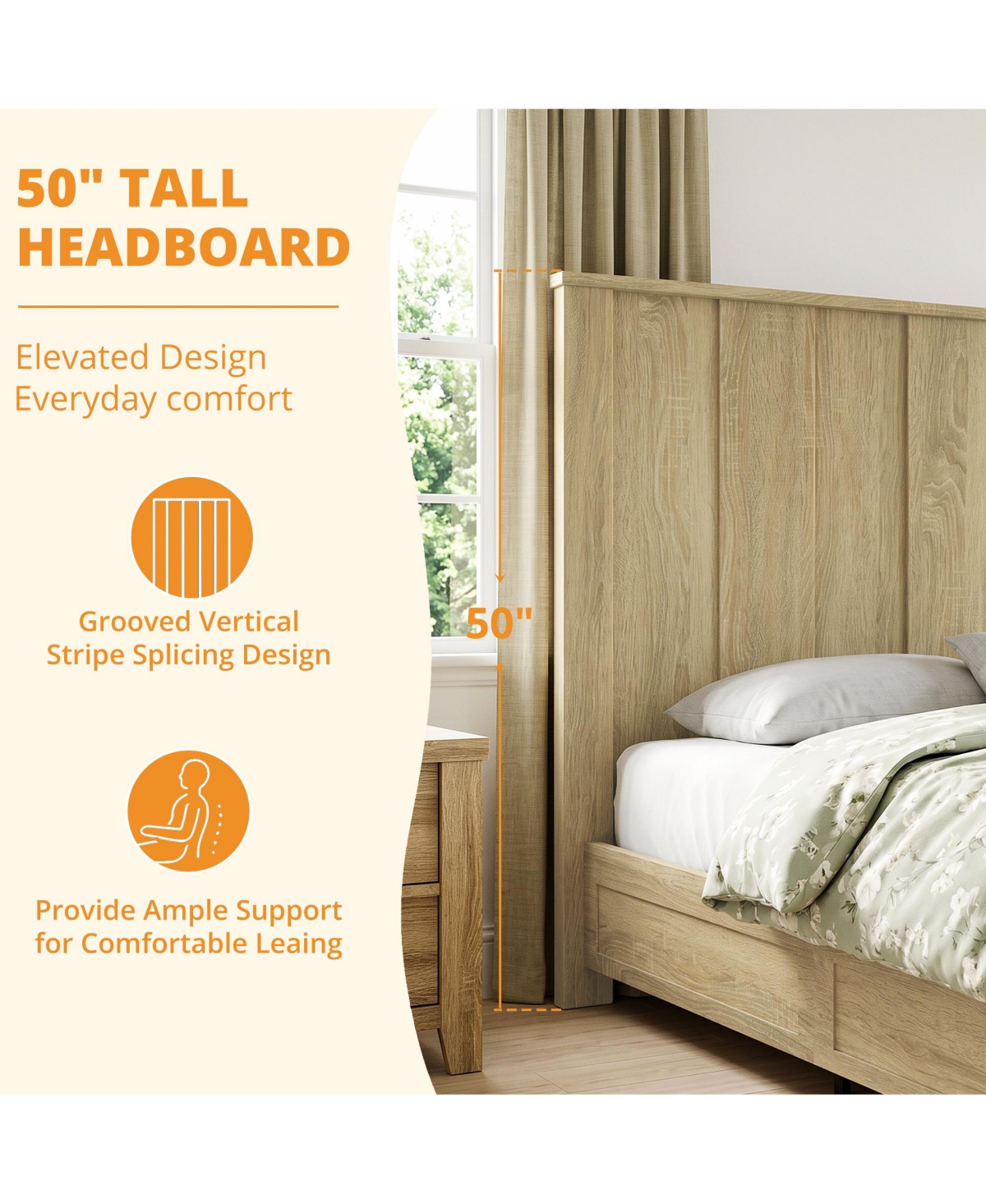 Gaomon Wood Panel Platform Bed Frame with Slat Support System