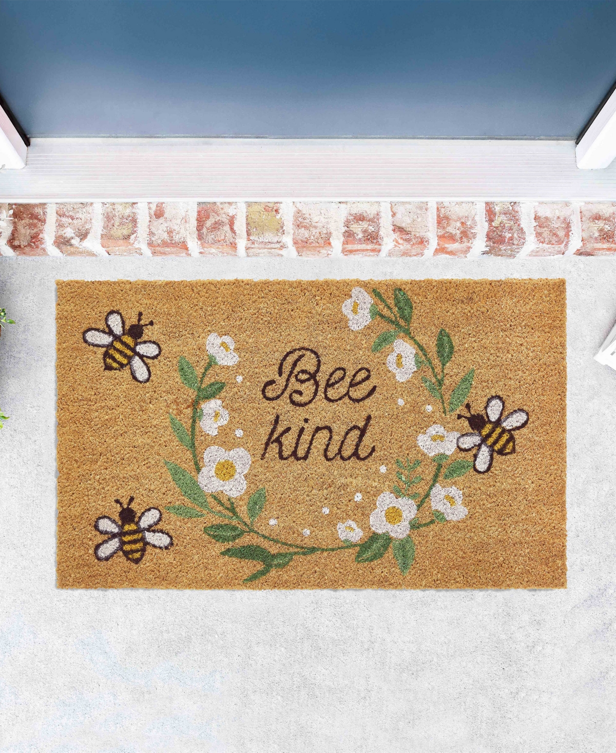 Vcny Home Bee Kind Outdoor Coir Doormat, 18" x 30"