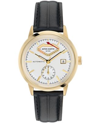 Men's Automatic Round Black Leather Strap Watch 40mm