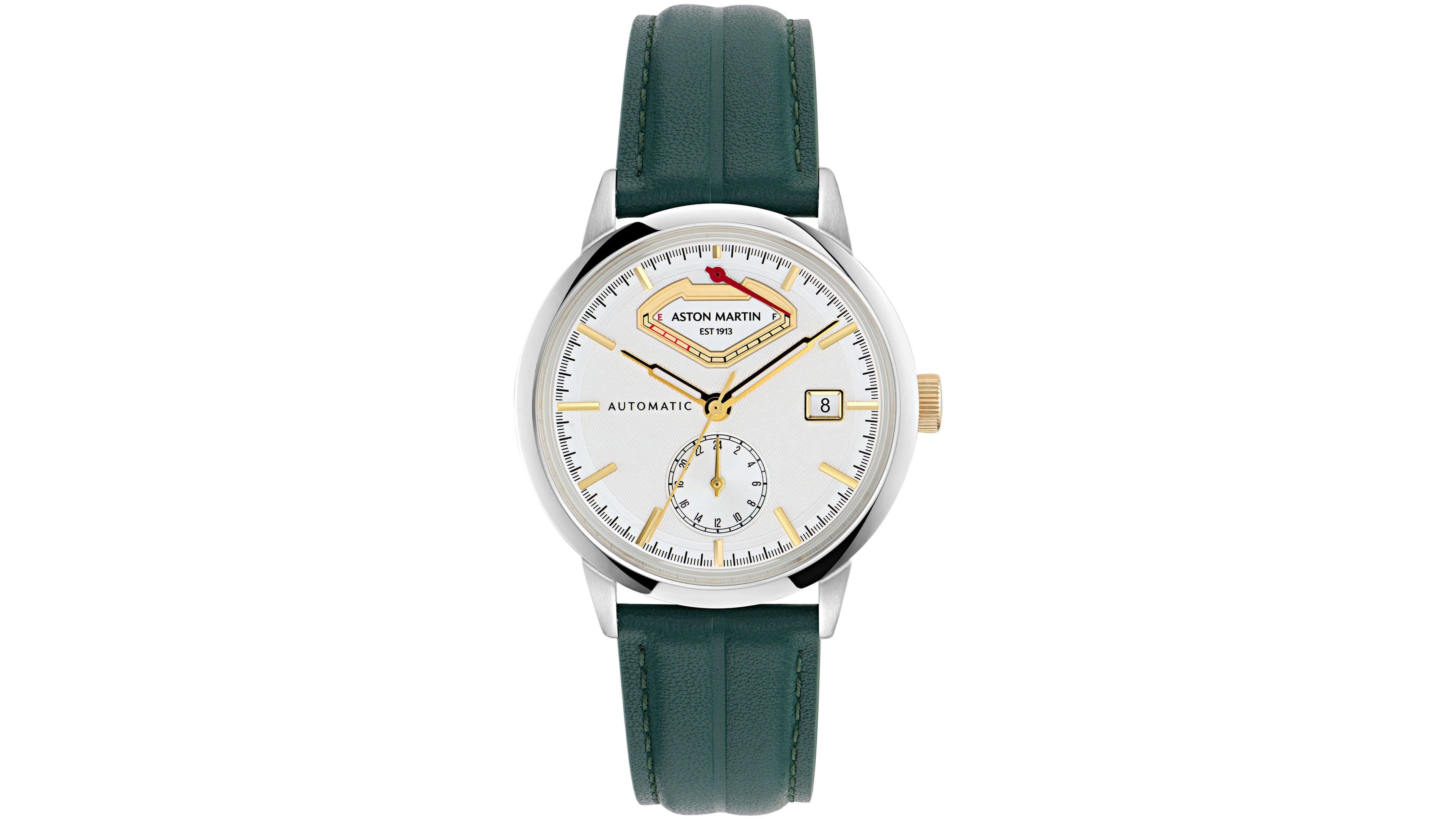 Aston Martin Men's Automatic Round Green Leather Strap Watch 40mm