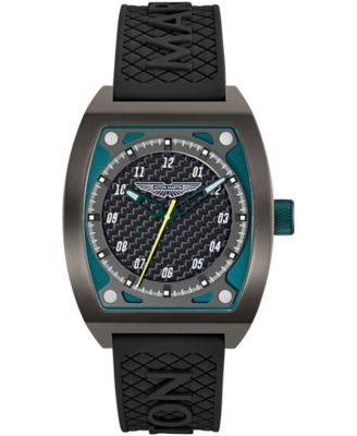 Men's Quartz Three-Hand Black Silicone Strap Watch 41mm