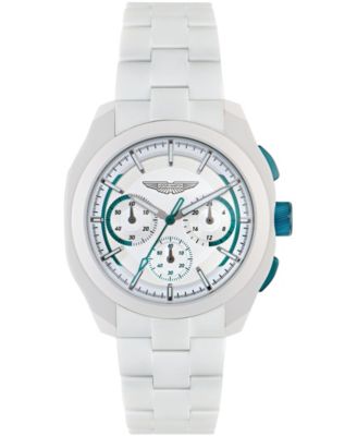 Men's Quartz Three-Hand White Ceramic Bracelet Watch 42mm