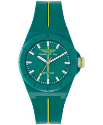 Men's Quartz Three-Hand Round Green Silicone Strap Watch 45mm