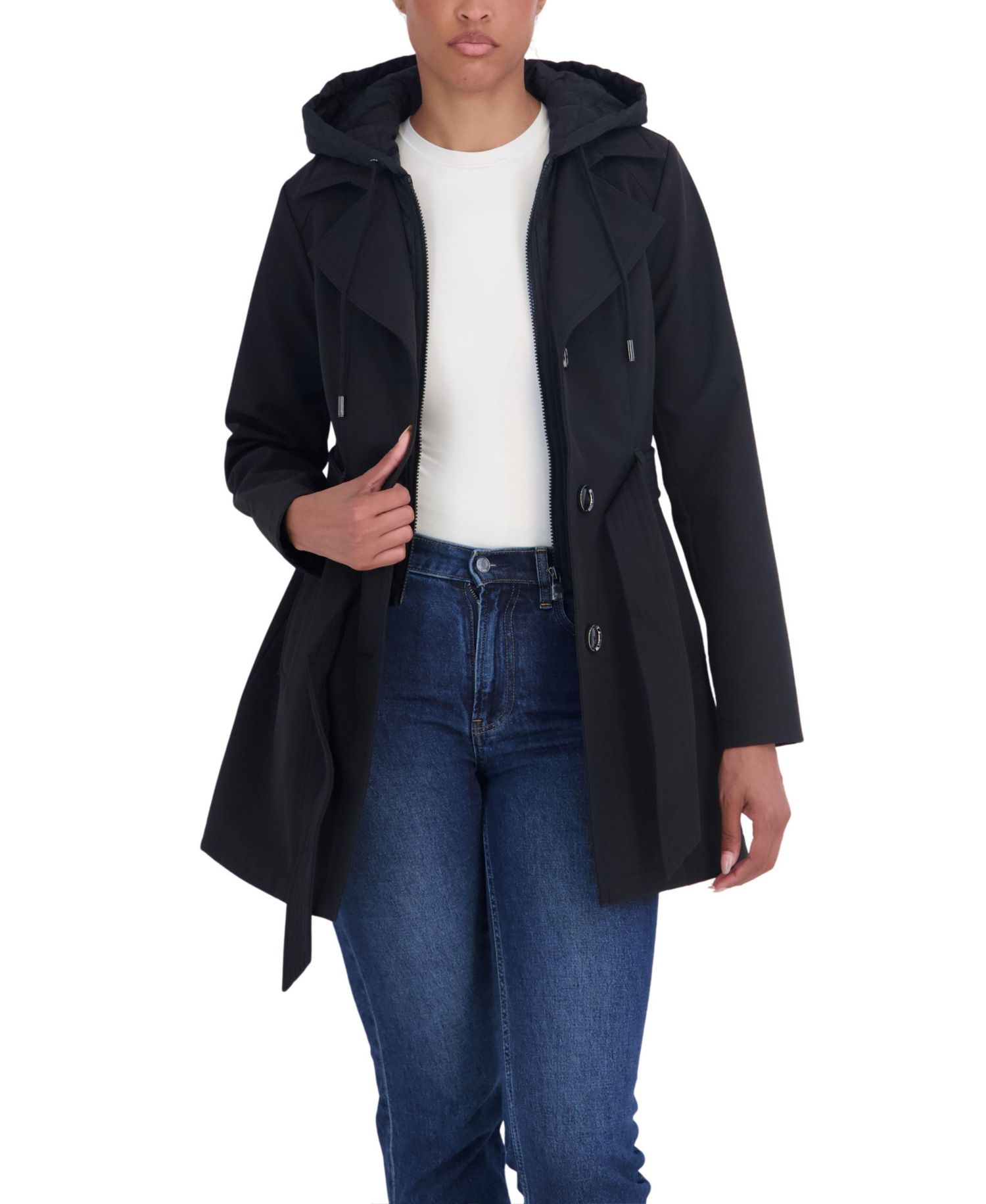 Women's Hooded Softshell Trench Coat